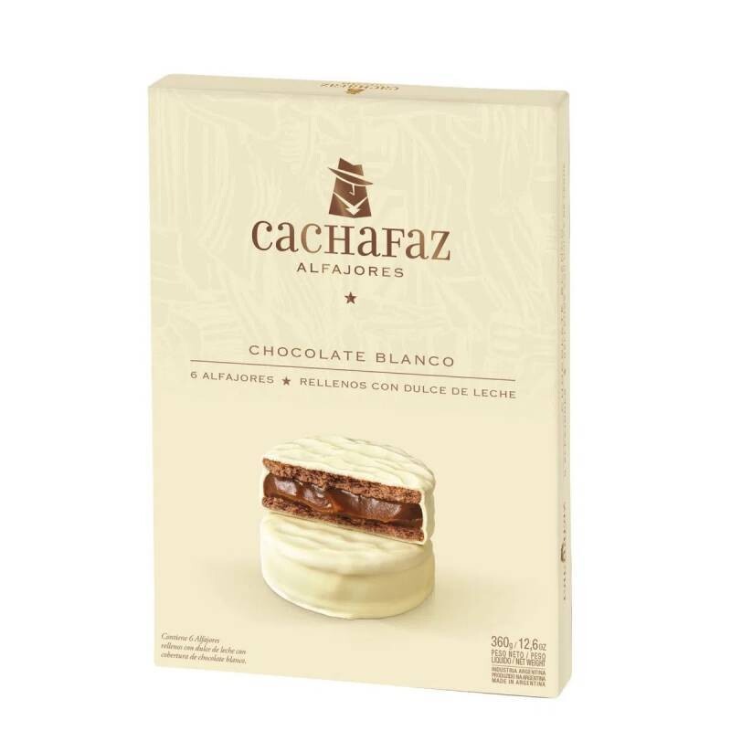 CACHAFAZ ALFAJOR CHOC BLANCO 360 GR 6 PCK