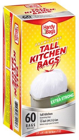 HARDY BAGS TALL KITCHEN BAGS 13 CAL 60 CT