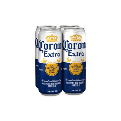 CORONA EXTRA CERVEZA 16 FL OZ - CAN 4 PACK