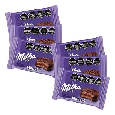 MILKA ALFAJOR MOUSSE CHOCOLATE 42 G 6 PCK