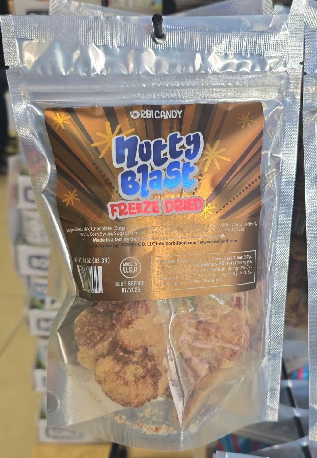 ORBICANDY DRIED CANDY NUTTY BLAST 5 OZ