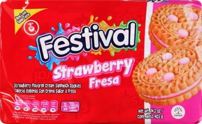 FESTY STRAWBERRY SANDWICH COOKIES 14.2 OZ