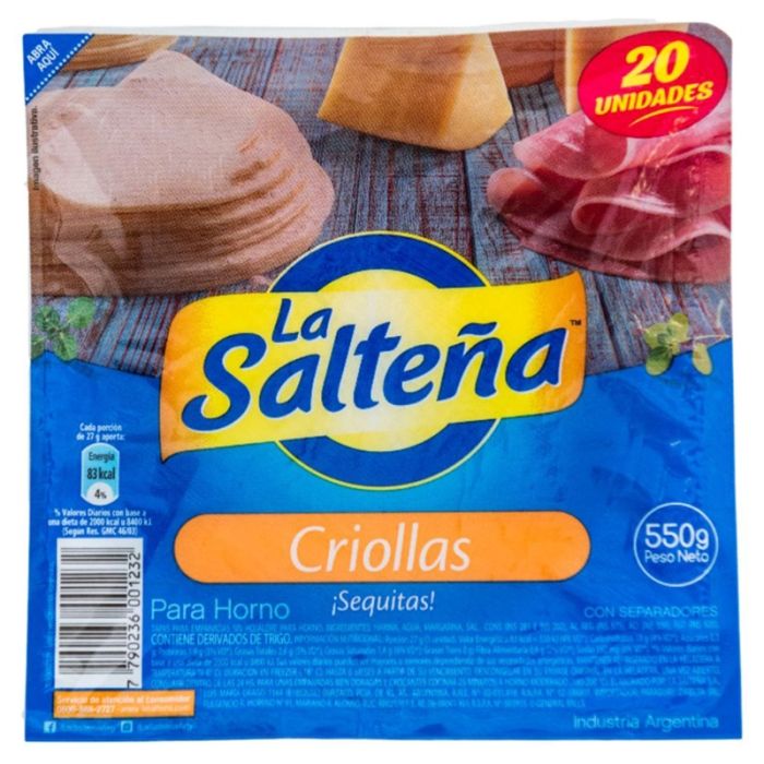 LA SALTENA TAPAS CRIOLLAS HORNO 550 GR