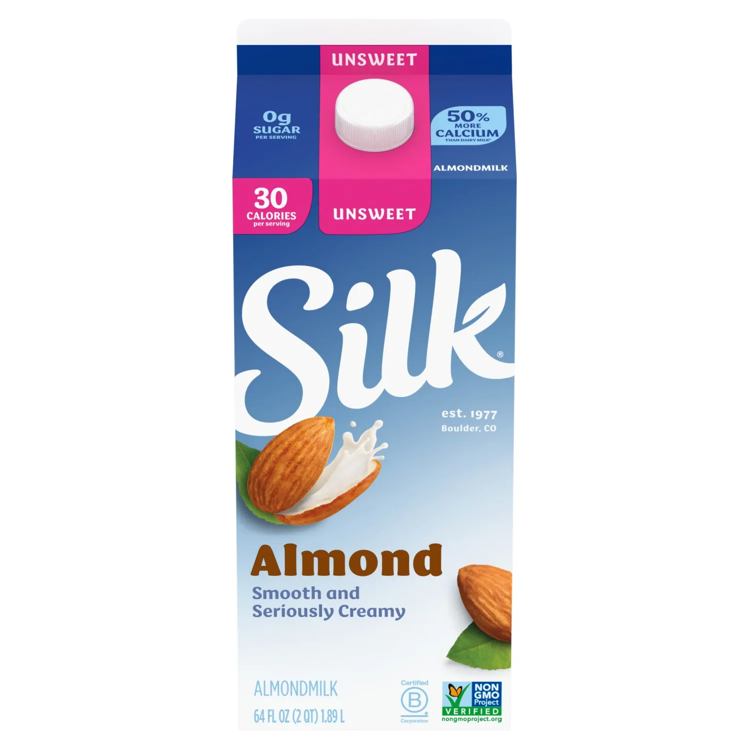 SILK PURE UNSWEETENED ALMOND MILK 64 OZ