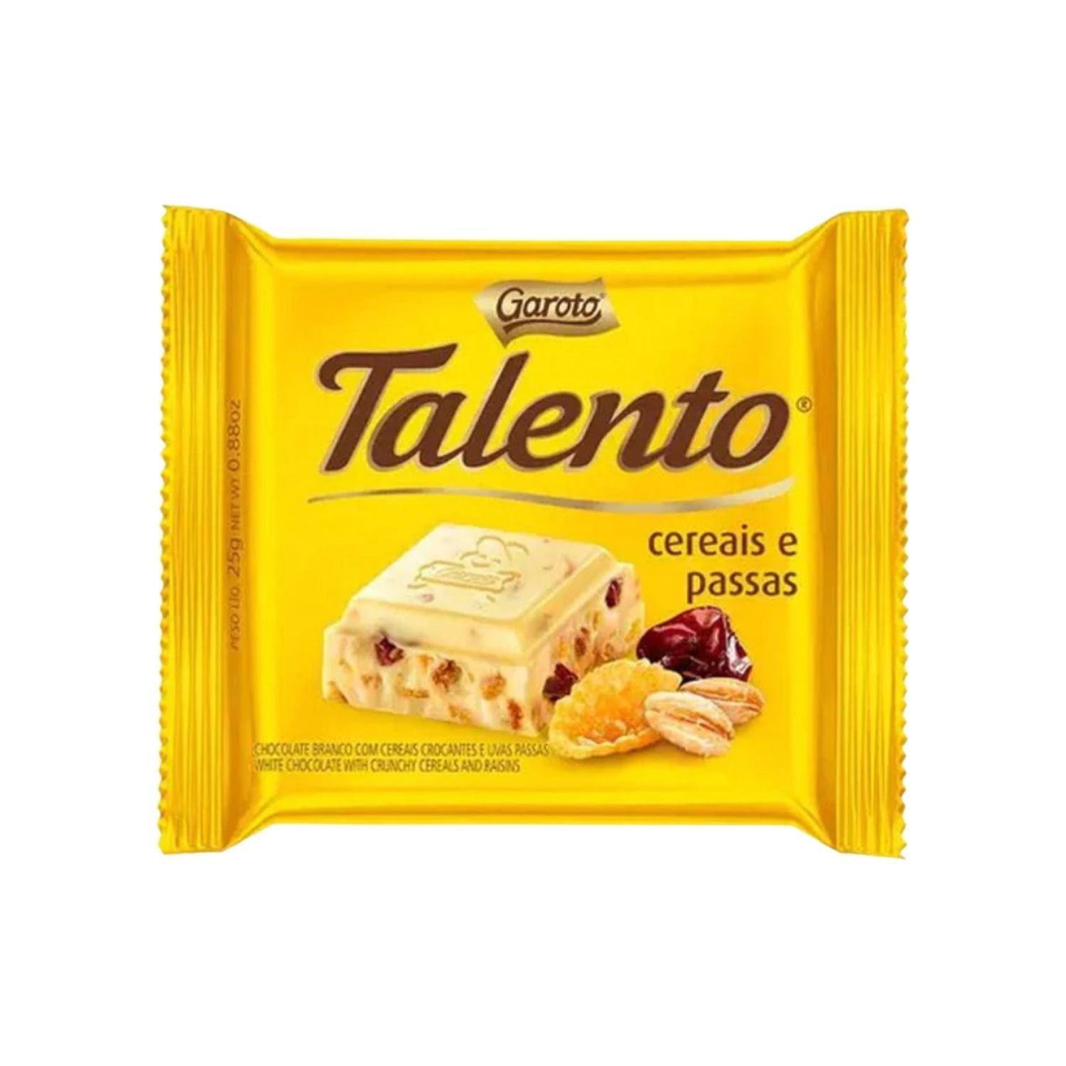 GAROTO TALENTO CHOC BRNC CEREAIS PASSAS 85 GR