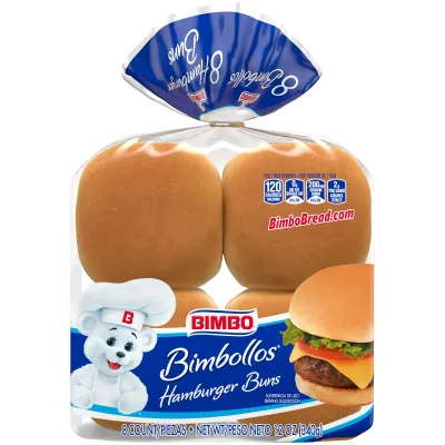 BIMBO HAMBURGER WHITE BREAD BUNS 15 OZ