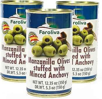 FAROLIVA OLIVES WITH ANCHOVY 350 GR