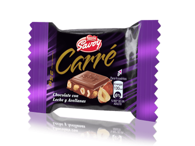 SAVOY MINI CARRE CHO AVELLANAS 25 GR (EA)