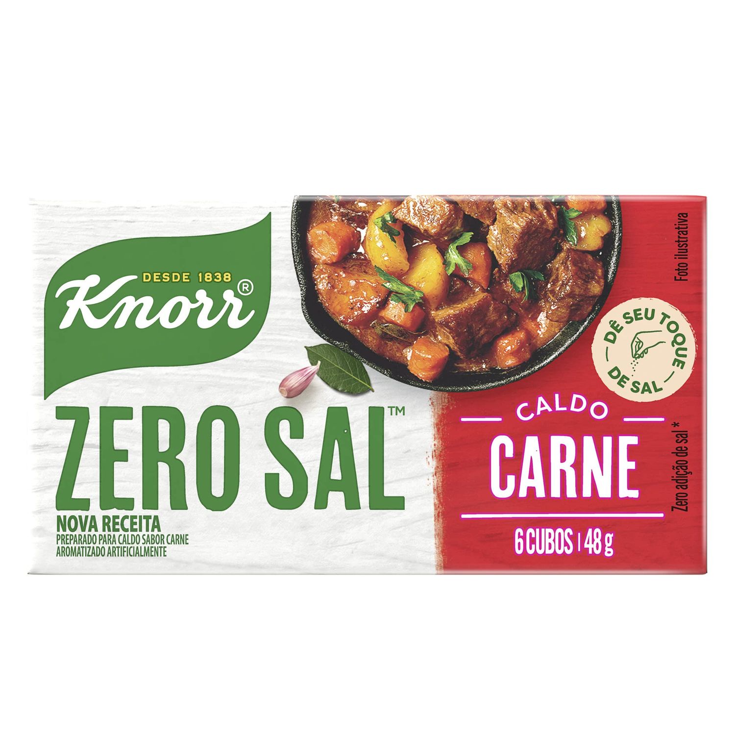 KNORR CALDO CUBINHO CARNE ZERO SAL 48 GR