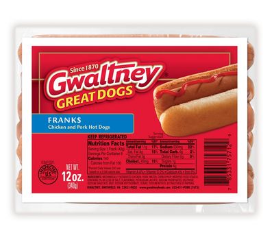GWALTNEY JUMBO CHICKEN FRANKS 12 OZ