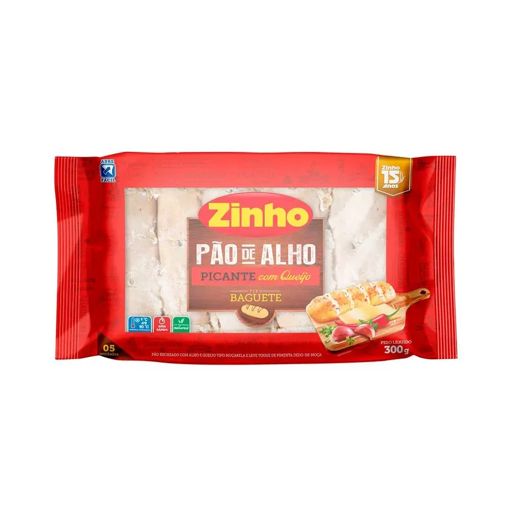 ZINHO PAO DE ALHO PICANTE COM QUEIJO 300 GR