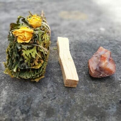 Sacred Smudge Wand/ Palo Santo/ Raw Natural Stone Crystal on Your Choice