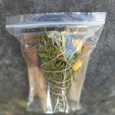 Sacred Smudge Wand/ Palo Santo/ Raw Natural Stone Crystal on Your Choice