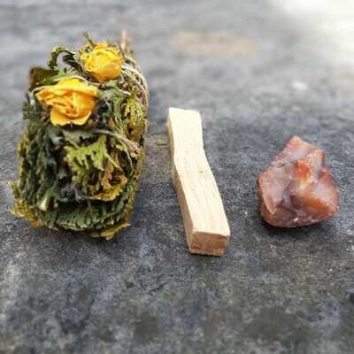 Sage Smudge Herbal Wand Sunset Vibes/ Orange Calcite