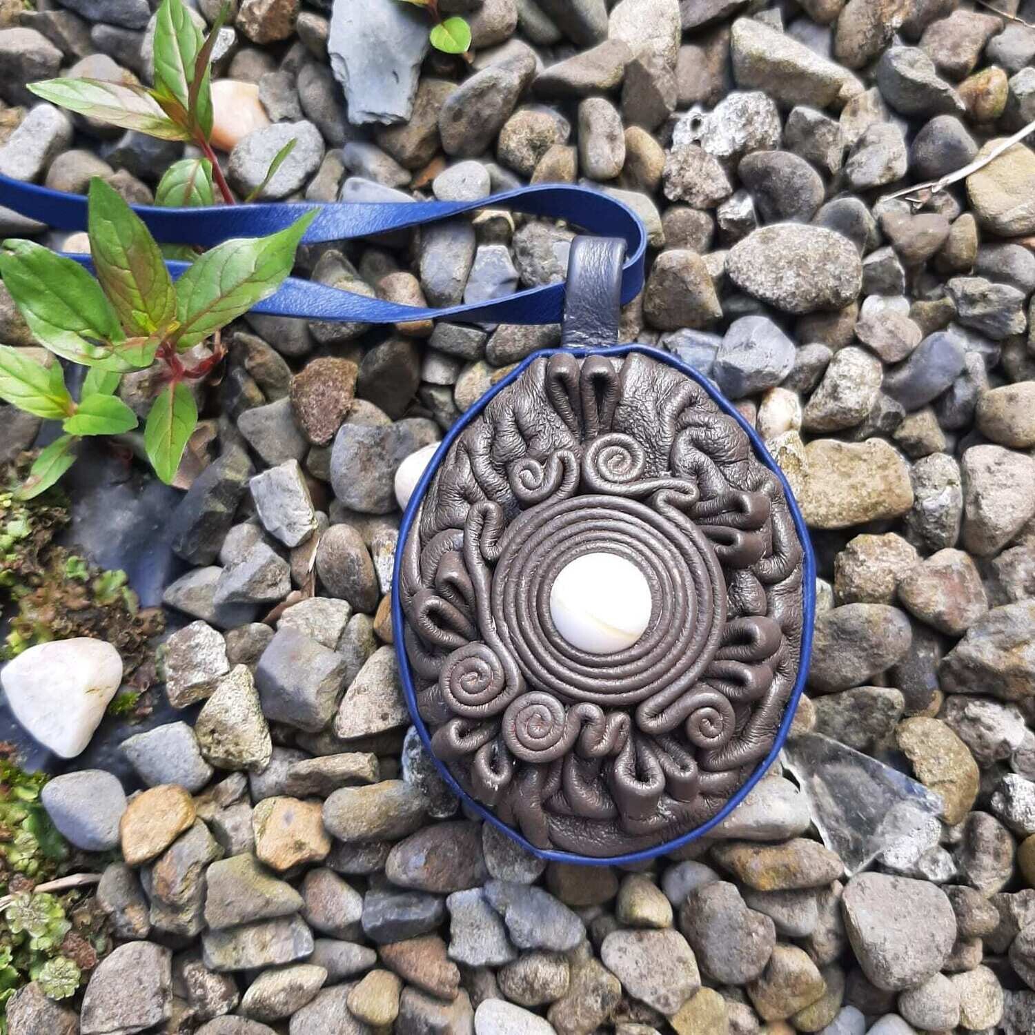 Leather Snow Quartz Necklace 