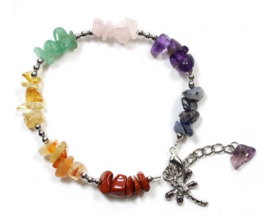 Chakra chip Bracelet with Dragonfly Charm Freedom