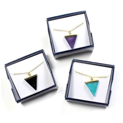 Gemstone Triangle Pendants on 18" Chain 14K Gold Filled