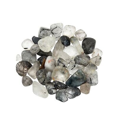 Tourmaline in Quartz tumbled +-15mm - Wellbeing-Clarity-Tranquillity 