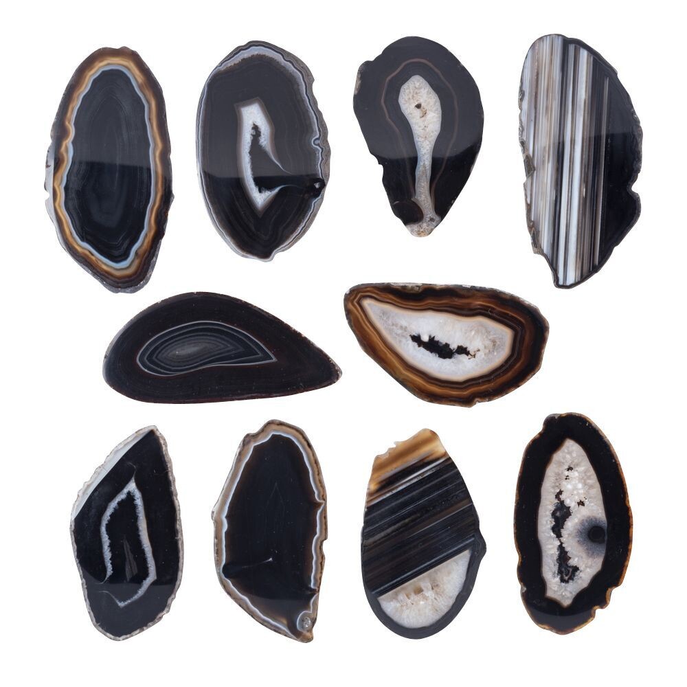 Black Agate Cryst Slice M Improves concentration