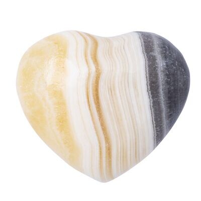 Zebra Onyx Puff Heart Crystal Carving