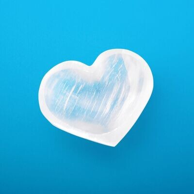 Selenite Crystal Bowl Deep Heart Shape - Crystal Recharge 