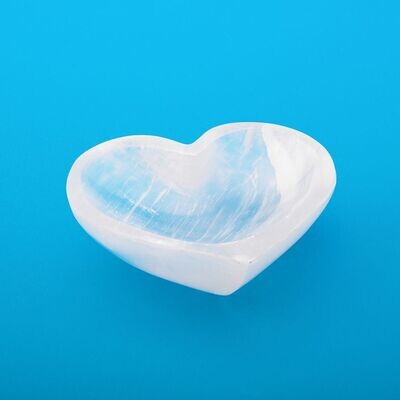 Selenite Crystal Bowl Deep Heart Shape - Crystal Recharge 