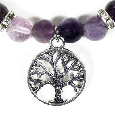 Bracelet Fluorite Amethyst with tree of life 