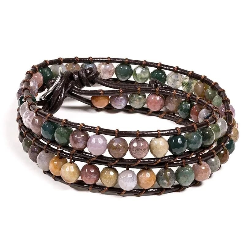Leather Multicolour Crystal Bracelet - Choker facet cut