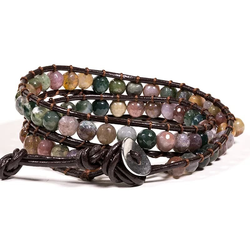 Leather Multicolour Crystal Bracelet - Choker facet cut