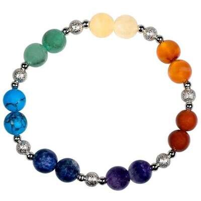 7 Chakra Lava Crystal Bracelet Elastic