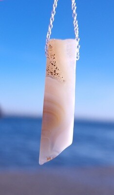 Grey Lace Agate Amulet of Harmony, Inspiration and Intuition 925 Sterling Silver 
