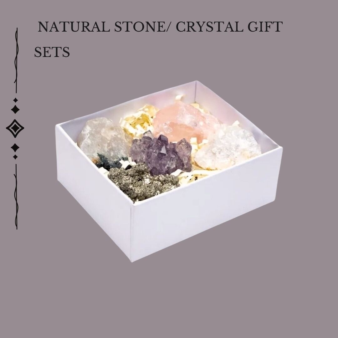 CRYSTAL GIFT BOX  SET - 7 ROUGH CRYSTALS AND MINERALS - LARGE