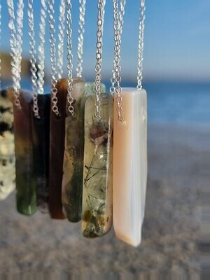 Prehnite with Epidote Crystal Amulet " LIGHT &amp; PEACE" 