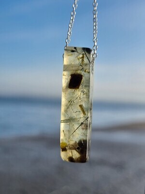 Prehnite with Epidote Crystal Amulet &quot; LIGHT &amp; PEACE&quot; 