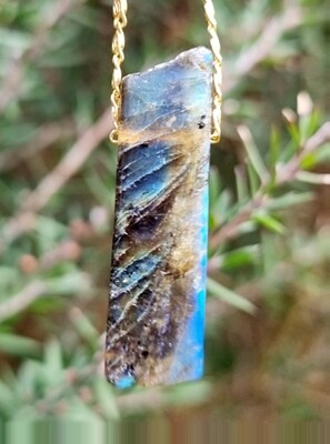 Black Spectrolite Crystal (Labradorite family) Amulet.