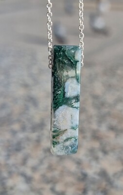 Moss Agate Crystal Amulet Pendant 