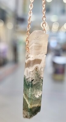 Moss Agate Crystal Amulet Pendant 