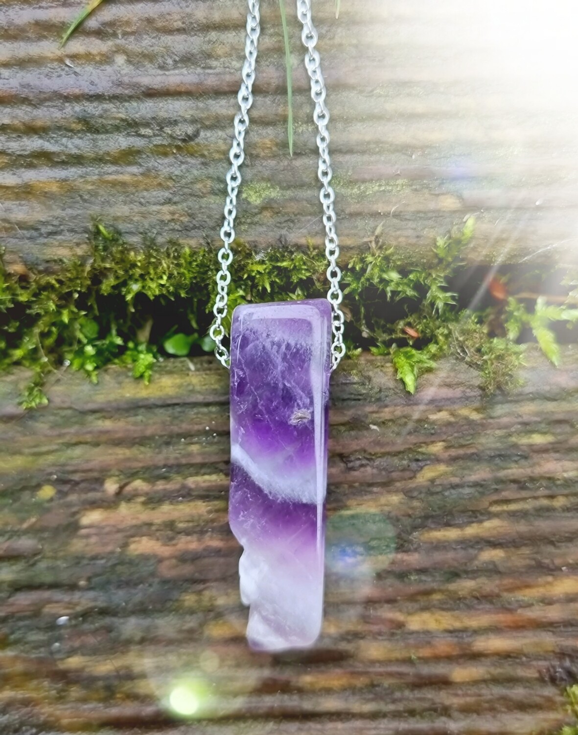 Amethyst Amulet Crystal Aura Healing Necklace Pendant 