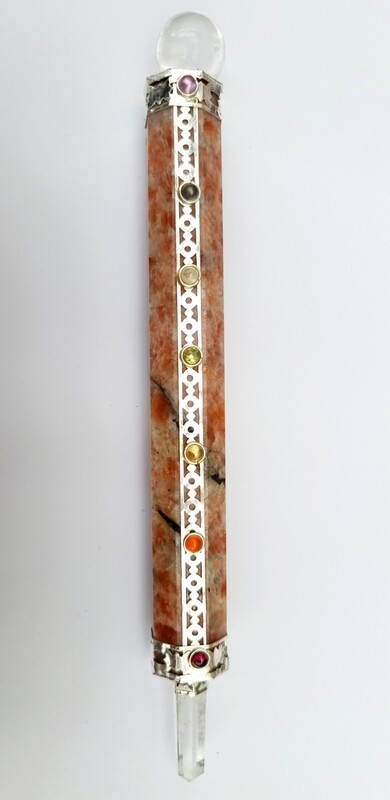 Sunstone Crystal Healing Wand Chakra Energy Generator 