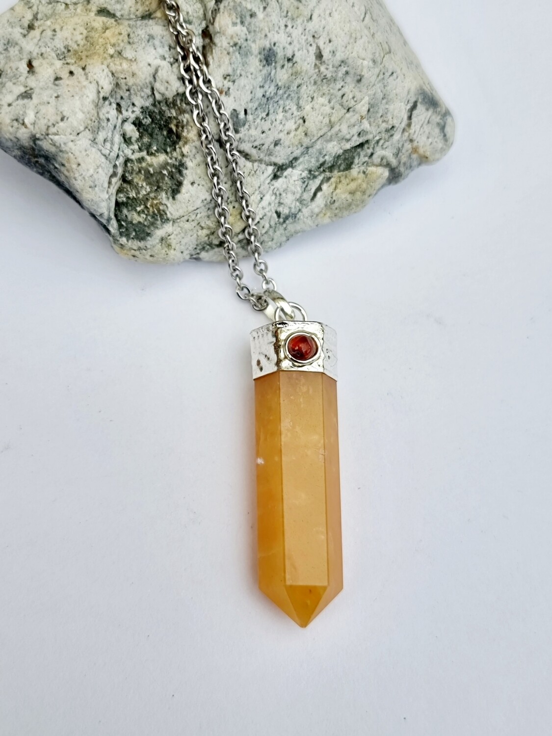 Yellow Aventurine Necklace Healing Reiki Spiritual Faith Healing Energy 6 Sided Yellow  Heloxahon Pendant 