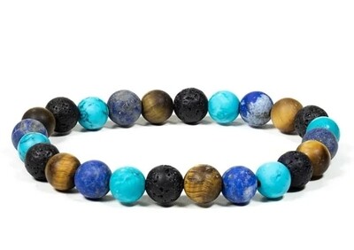 Multicolor Crystal Bracelet Turquoise - Lapis Lazuli - Tiger Eye - Lava 