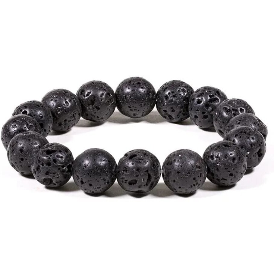 Bracelet lava rock elastic Large -  Willpower -  Aromatherapy 
