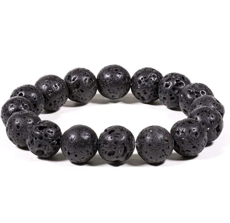 Bracelet lava rock elastic Large -  Willpower -  Aromatherapy 
