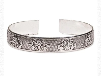 Silver Bracelet Tribal 8 Auspicious Signs Miao 