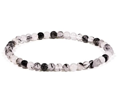 Bracelet Tourmaline Matrix Quartz natural stone elastic  AAA quality 