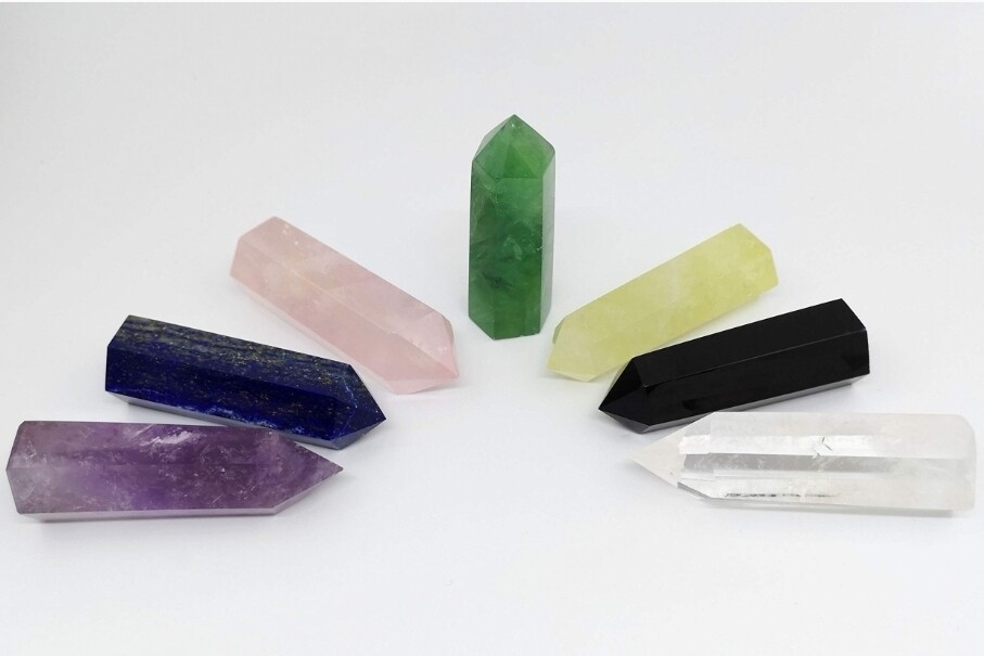 Healing Crystal Wand Point Faceted Prism Heloxahon for Reiki Chakra Meditation Therapy 