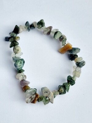 Bracelet Green Moss Agate Gemstone chip Crystal