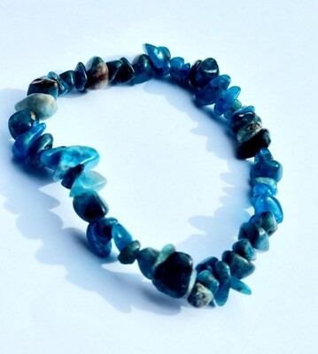 Blue Apatite Crystal Chip Bead Bracelet