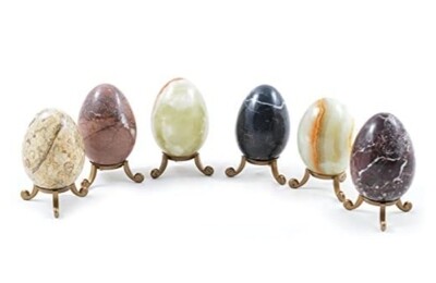 Egg Crystal Healing Natural Stones Large with stand 3&quot;