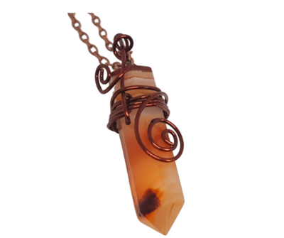 Carnelian Copper Wirewrapped Pendant